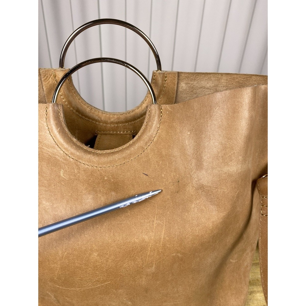 Able Tan Leather Crossbody Tote with Metal Ring Handles - Picture 5 of 10